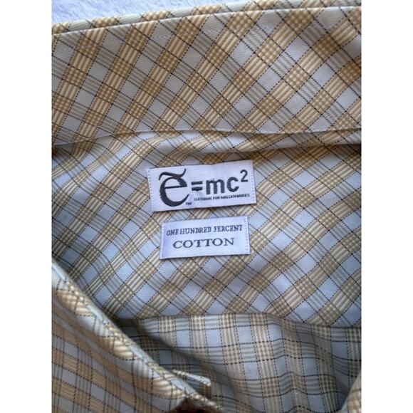 E = MC2 Shirt Clothing For Millionaires 4XL White Check 100% Cotton Button Up - Picture 2 of 14